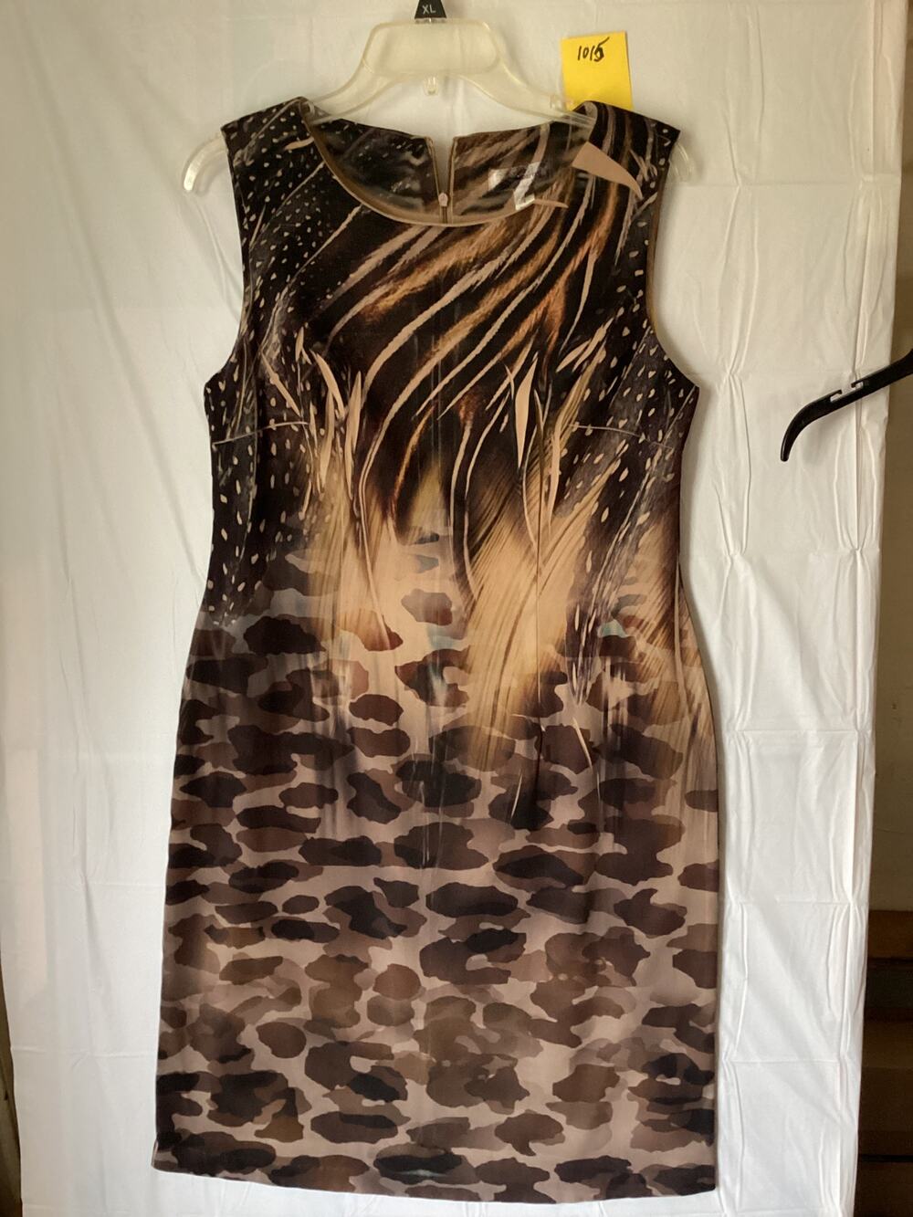 1015 Dress Barn Womens Geometric Sheath Dress Brown Camo Size 8
